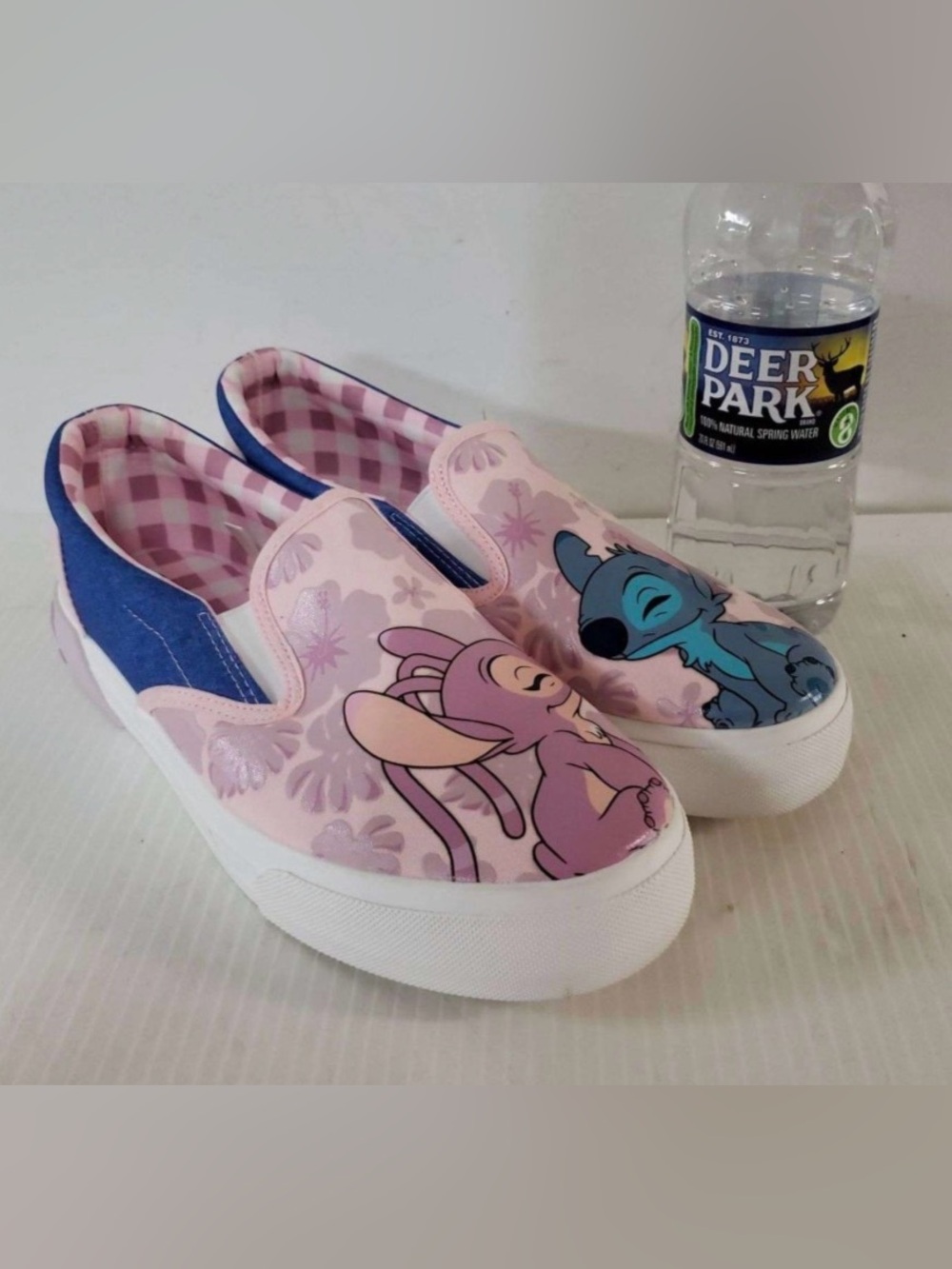Disney Stitch & Angel Women’s Slip On Shoes US Size 8.5 Color Pink And Blue
